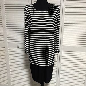 MSK Black and White Striped Dress